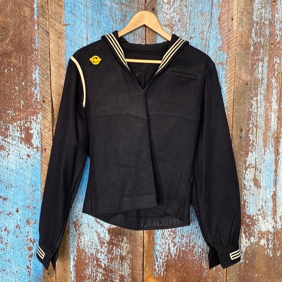 Vintage Navy Wool Sailor Top - Picture 1 of 12